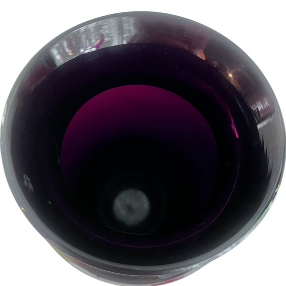 Vintage 9" Black Amethyst Glass Vase Deep Purple Glow Mid-century Urn Style - Picture 5 of 7